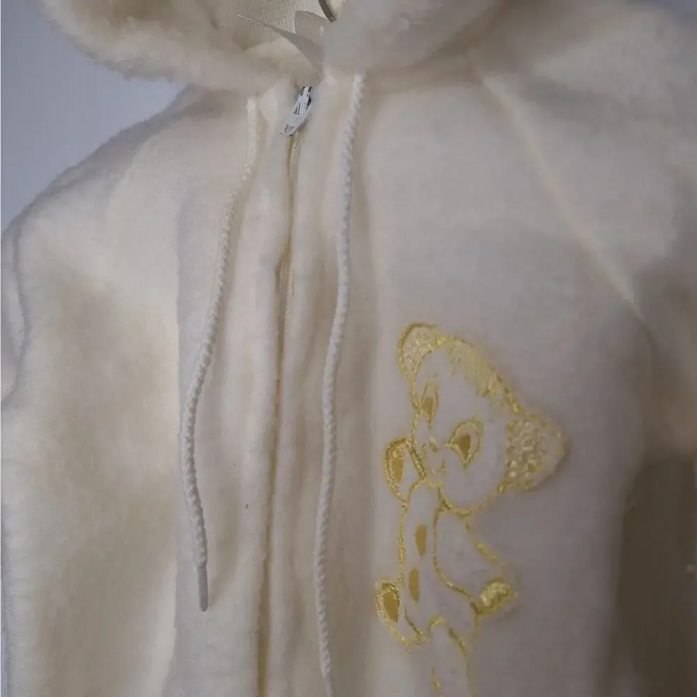 Vintage Quiltex Gnome Hooded Sleeper Fleece Zippie Teddy Bear Bunting Retro